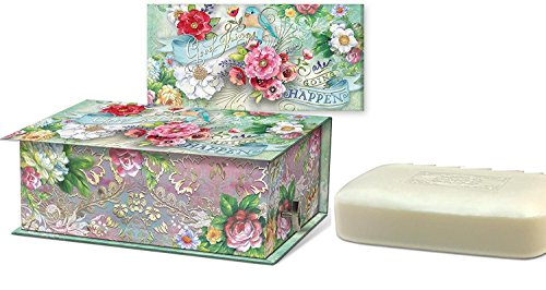 Punch Studio Embellished Rectangular Music Box Green Tea Scented Soap, Good Things Going To Happen