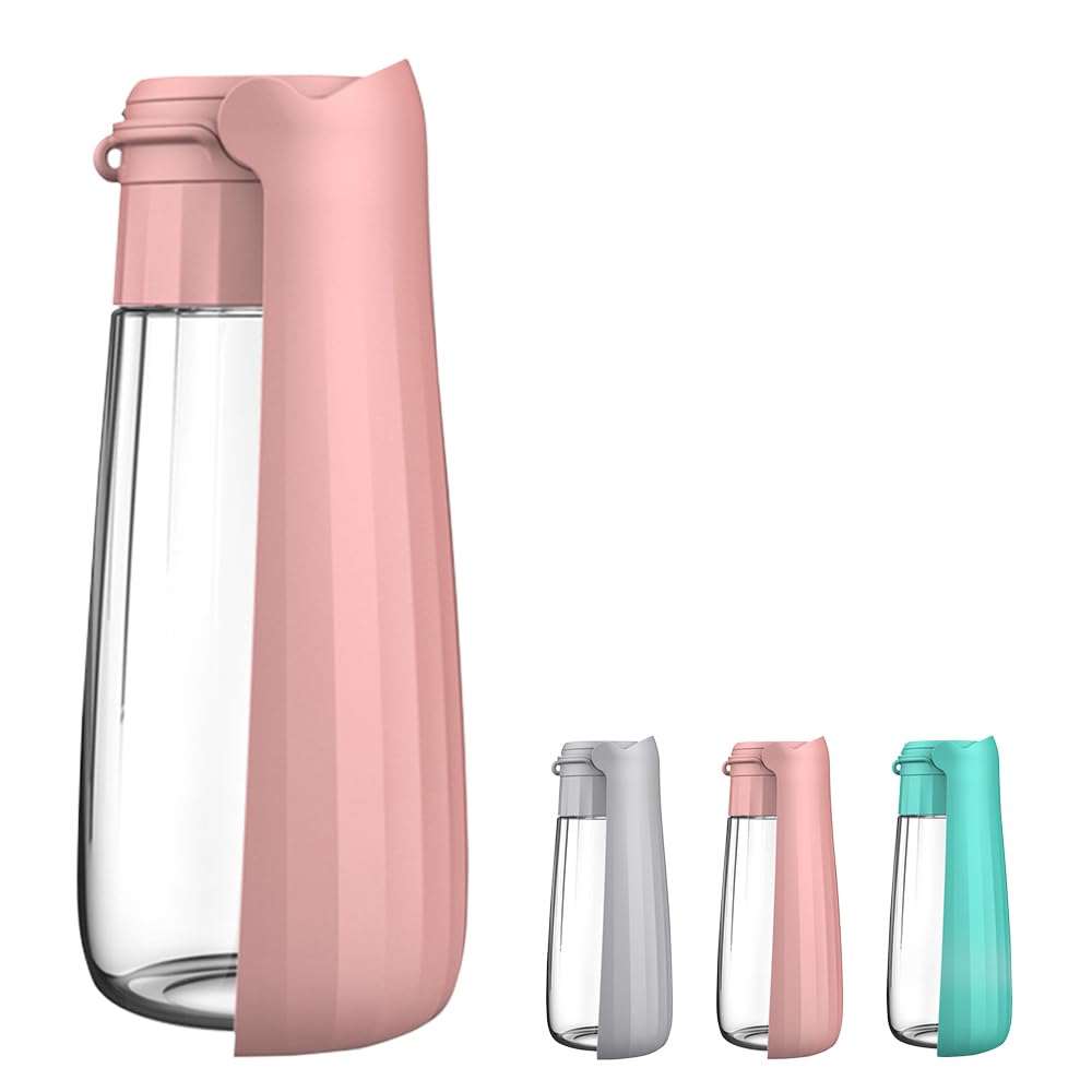 PawSailor Dog Water Bottle Portable for Walking Pet Travel 19 OZ Leak Proof Water Bottle Bowl with Drinking Feeder Cat Puppy Water Dispenser for Hiking Camping Pink