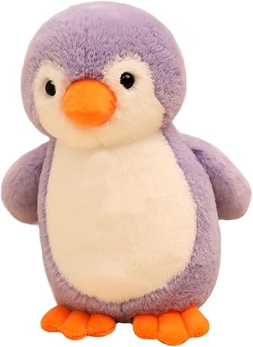 ELAINREN Cuddly - Pingüino de peluche de pingüino gris, lindo pingüino azul alegre, regalos para Navidad y Halloween, 13.8 pulgadas (solo para