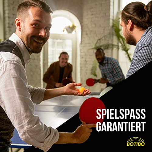 Foto von BOTIBO Tischtennisschläger - 2er Set inkl. 3*-Bälle & Transporttasche - 5-lagige Tischtenniskelle - Tischtennis Set aus 3*-Holz & 3*Schlägergummi - Tischtennis Schläger aus 3 Holzarten - Ping Pong