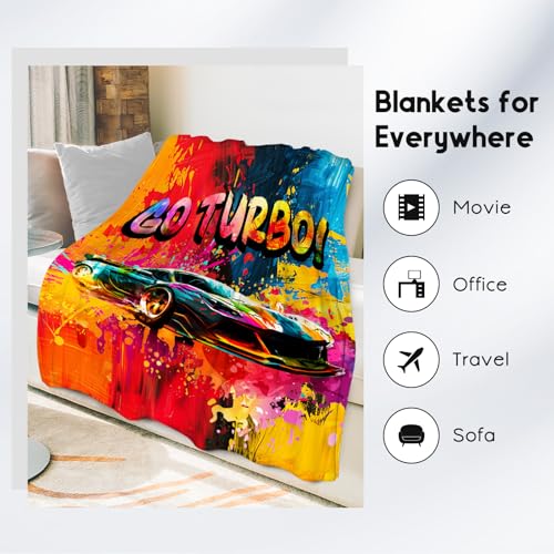 Blanket for Kids Racing Car Blankets Preteen Boy Gifts - 30x40 Inches Cozy Soft Fleece Throw for Couch
