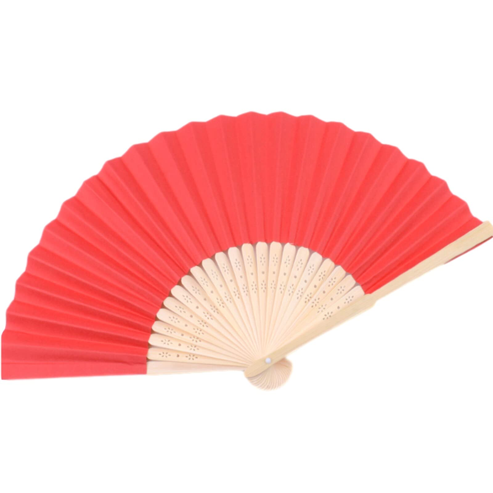 NZPOST Folding fan 1pcs 21cm Hand Painted Folding Paper Fan Portable Party Hand Dancing Fan Lace Silk Hand Held Solid Color Fan s Chinese Decor fan (Red)