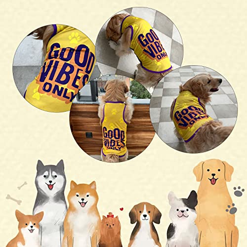 Image of Lulala Pets Dog Clothes Dress Summer Printed t Shirt for Dogs pet Apparel for Dog Cat and Puppies (14INCH, Musturd)