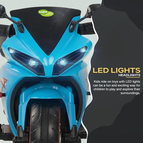 Image of Baybee R7 Baby Battery Operated Bike for Kids with Foot Accelerator & Music | Rechargeable Ride on Toy Bike with LED Light | Baby Electric Bike for Kids to Drive 1 to 3 Years Boys & Girls (Sky Blue)