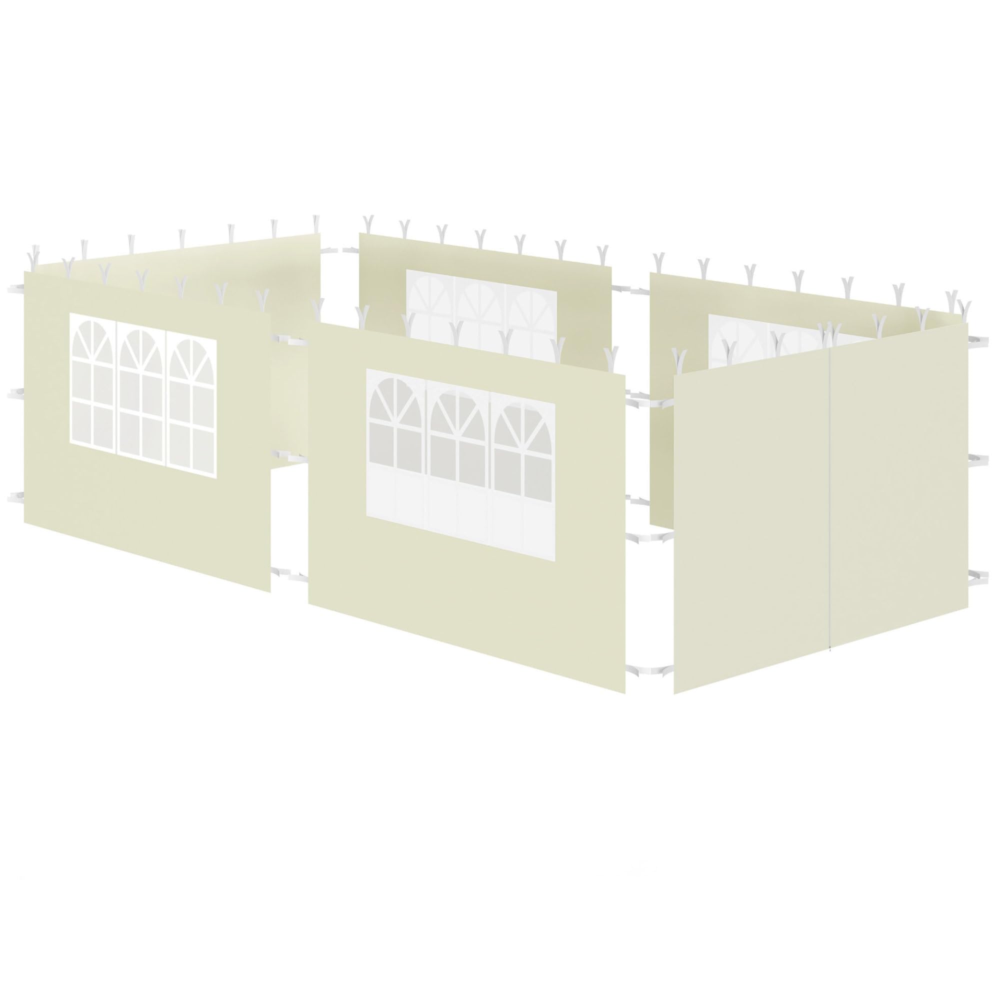 Zelsius Pareti laterali per gazebo, 3 x 6 m, 6 pezzi, colore beige, set da 4 pezzi per gazebo da 3 x 3 m, UV30, tenda da giardino con finestra, tenda pieghevole da parete con chiusura in