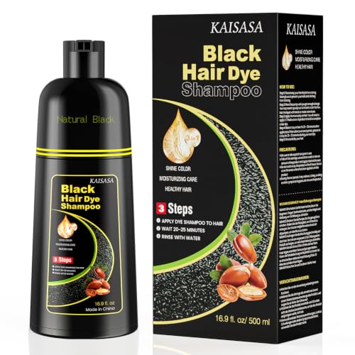 KAISASA Black Hair Dye Shampoo 3 in 1,Hair Color Shampoo for Women and Men