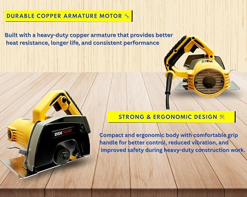 Image of Inditrust 1400W Marble Cutter Machine | 12000 RPM High Speed | Copper Armature Motor | with 1pc Diamond Saw Blade | Adjustable Cutting Depth | 6-Months Warranty