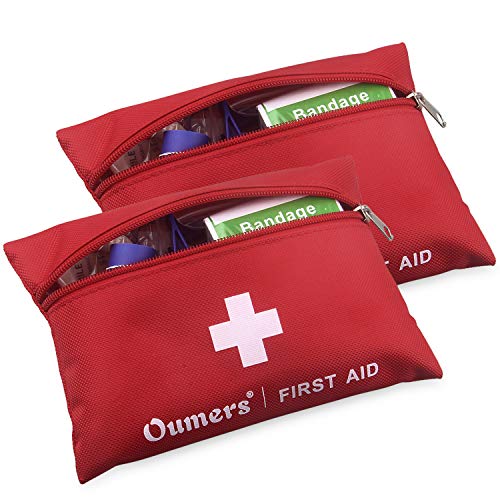 Oumers First Aid Kit - 2Bags, Mini First Aid Kit for Medical Emergency, Medical Supplies for Emergency & Survival Situations. Ideal for The Car, Camping, Hiking, Travel, Office, Sports, Home