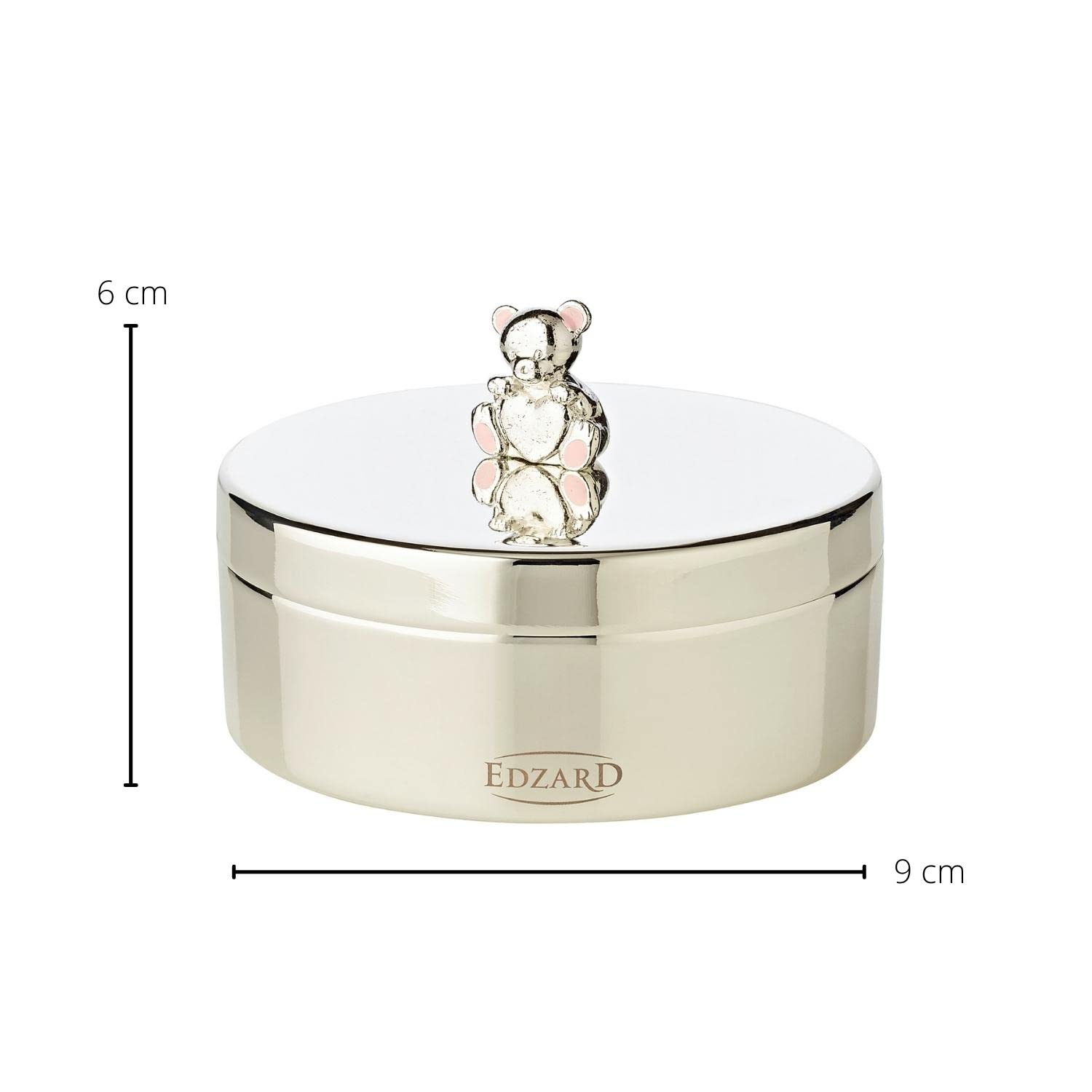 EDZARD Boîte à dents/boîte à bijoux/boîte à pilules Mama Ours, hauteur 4 cm, argent plaqué noble, résistant au ternissement