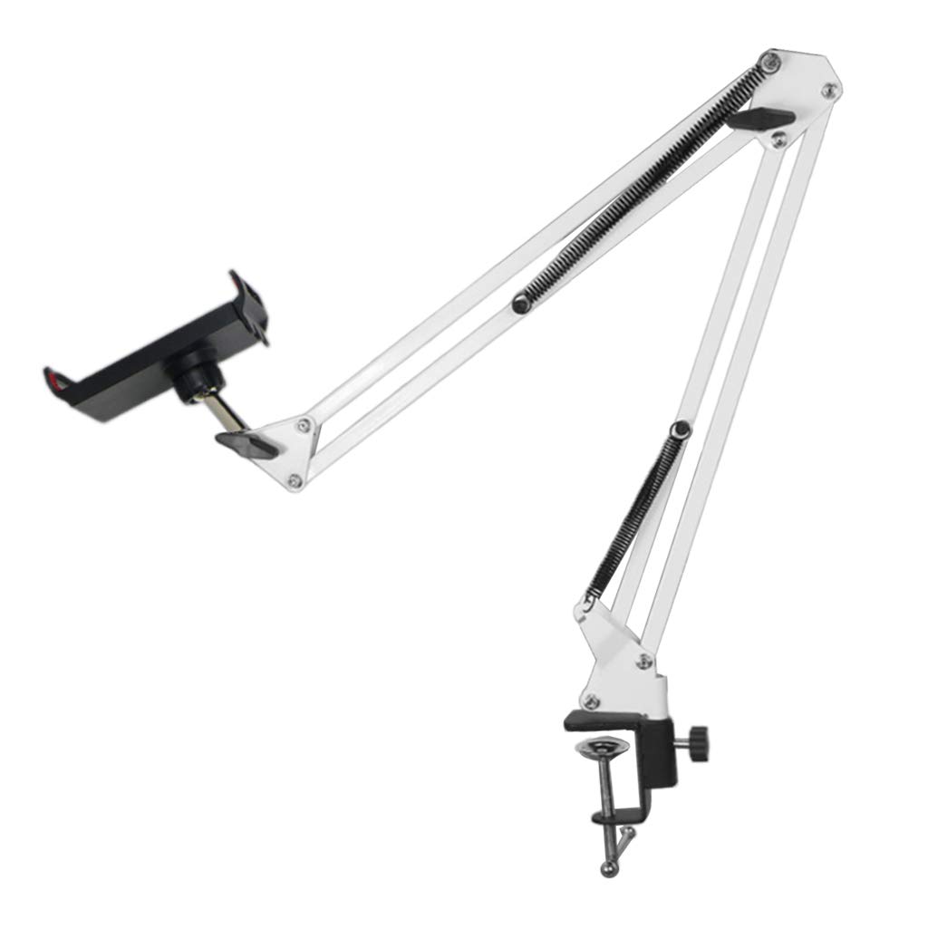 Juego de 2 soportes flexibles para teléfono y tableta, brazo largo, montaje de 360 grados para cama, escritorio, color blanco