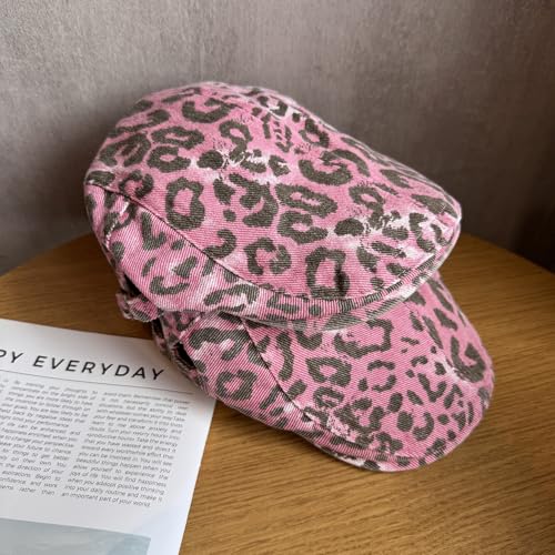 Retro and Stylish Pink Leopard Print Front Hat for Kids A Niche Y2k Headshot Around A Bailey to Make The Face Look3