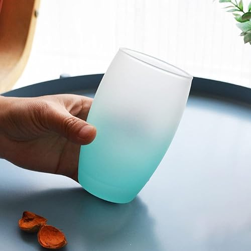 Miniatura 8 de Renococo Juego de vasos de vidrio coloridos de 2 vasos de 12 onzas, vasos altos de color degradado para agua, jugo y cócteles, cristalería de bar,