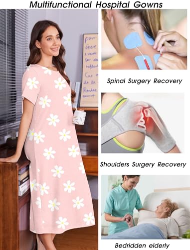 Image of Deyeek Hospital Gowns for Women Labor Delivery Shoulder Surgery Dress Adaptive Clothing Night Robes for Elderly Plus Size