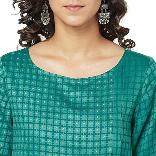 Image of Fabindia odal Printed Knee Length Dress (Light Green-10699337)
