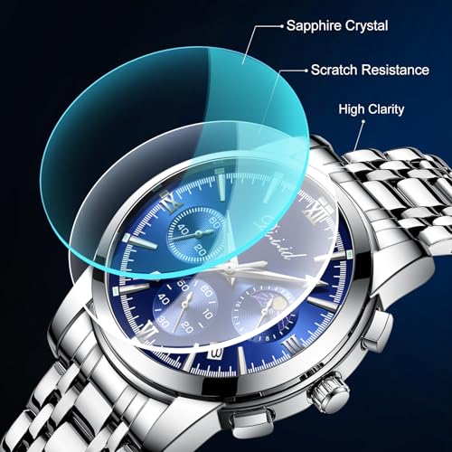 Image of Watches for Man Analog Wrist Watch Stainless Steel Chain Formal Premium Classic Business Branded Original Day Date Functioning Subdials Waterproof Luminous Gifts for Men Special Unique