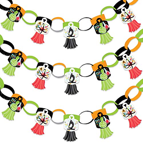 Big Dot of Happiness Scientist Lab - 90 Chain Links and 30 Paper Tassels Decoration Kit - Mad Science Baby Shower or Birthday Party Paper Chains Garland - 21 feet