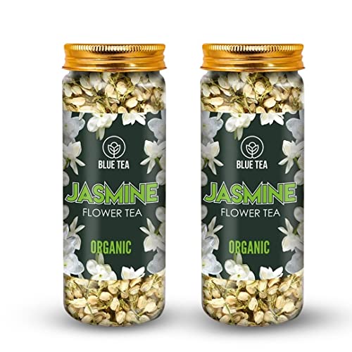 Image of BLUE TEA - Jasmine Tea - 30gm - 30+Cups (Pack of 2) | FOR SLIMMING BODY & STRESS RELIEF | Non-Bitter - Farm Fresh - Caffeine Free - Herbal Tea - Flower Based | Reusable Pet Jar