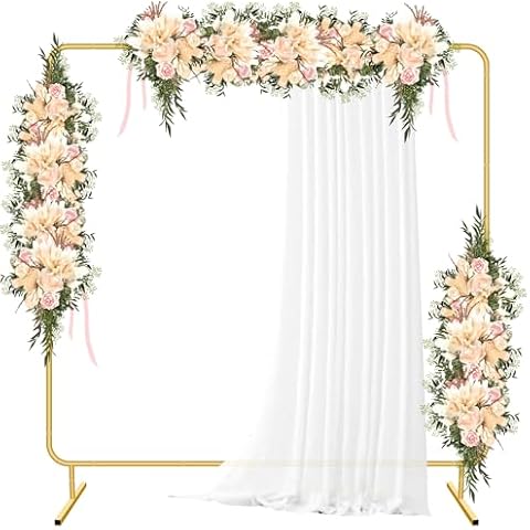 Metal Wedding Arch Backdrop Stand for Parties 6.6FT Gold Balloon Arch Square Frame Kit Pipe and Drape Stand Floral for Ceremony, Wedding, Baby Shower, Birthday Party, Flower Wall Decoration Cover