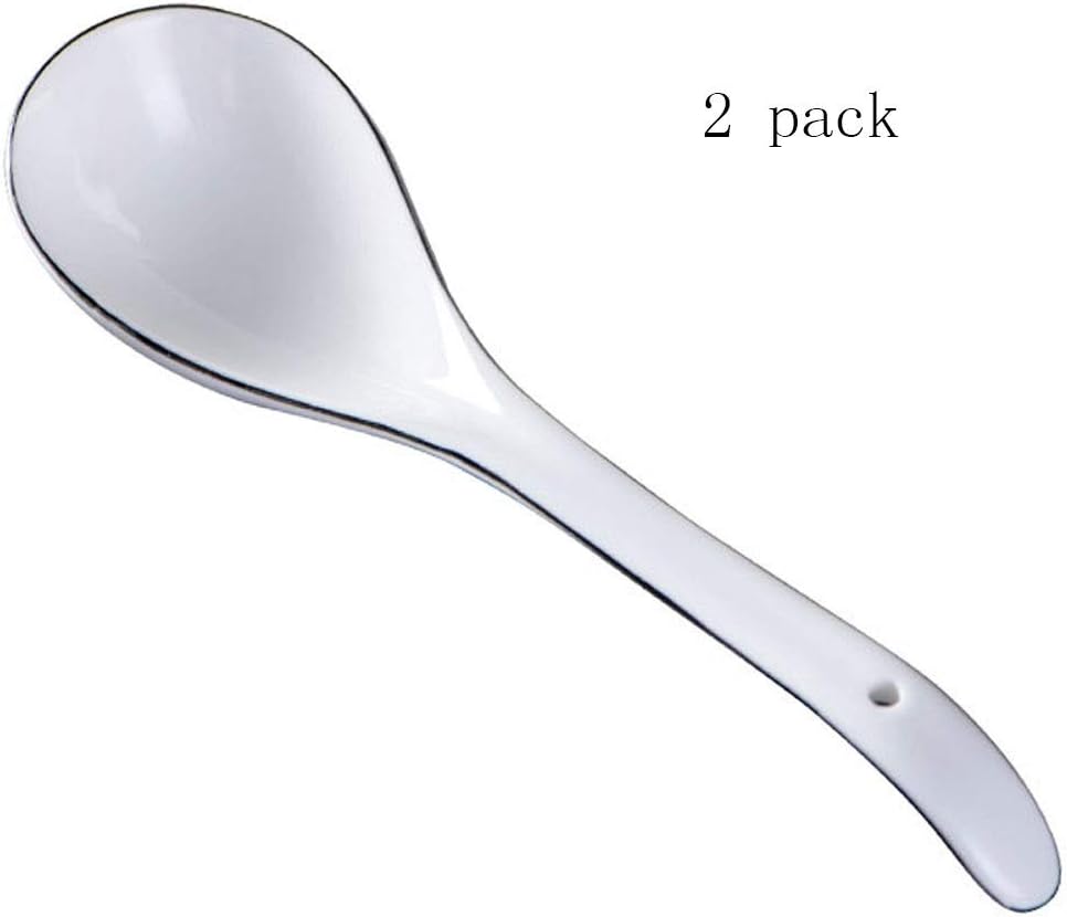 Dessert Spoons Mini Long Handle Ladle Soup Soup Porridge Spoon Household Ceramic Spoon Spoons (Color : 4 pack, Size : M size) (2 pack S size)