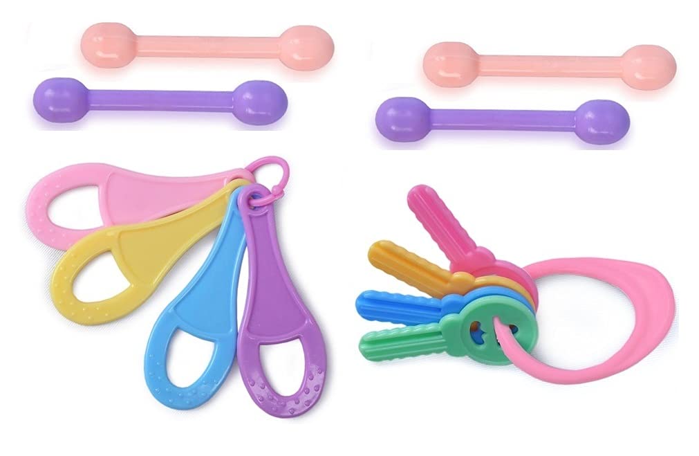 Manan Shopee Non Toxic Toddler and Infant Baby 3 in 1 Tooth Sooter Teether Keys Teething Toys for Baby Toy Textured Silicone for Baby (Mulitcolor_5)-image-23