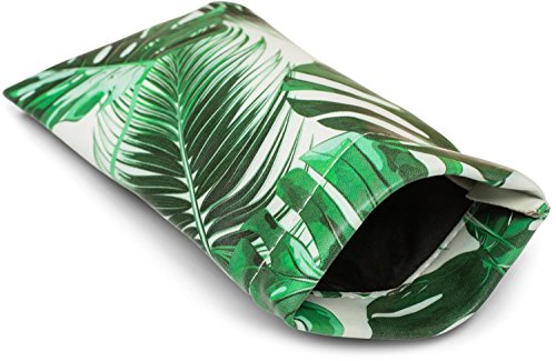 Preisvergleich Produktbild styleBREAKER Etui für Sonnenbrillen mit Palmen Print und Putztuch, Brillenetui mit Schnappverschluss, Unisex 09020086, Farbe:Grün-Weiß