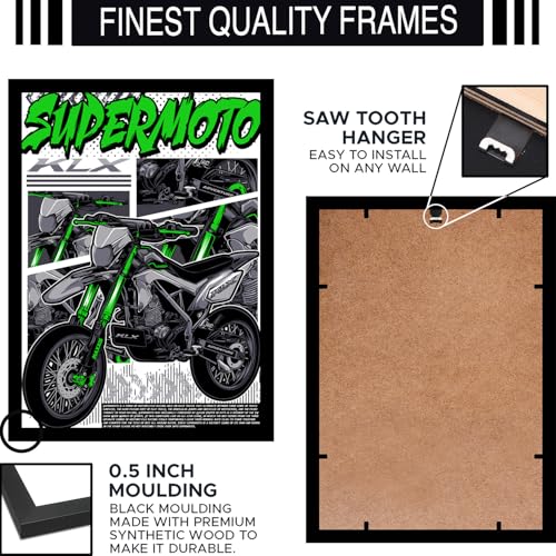 Image of BLINKART Kawasaki KLX CarFramed Posters Gift Items Boys Room Wall Decoration Bedroom Office Studio Synthetic Wood Frame & Acrylic Glass Ready to Hang - 18x12 Inch, (A4 Size) - CAR-141