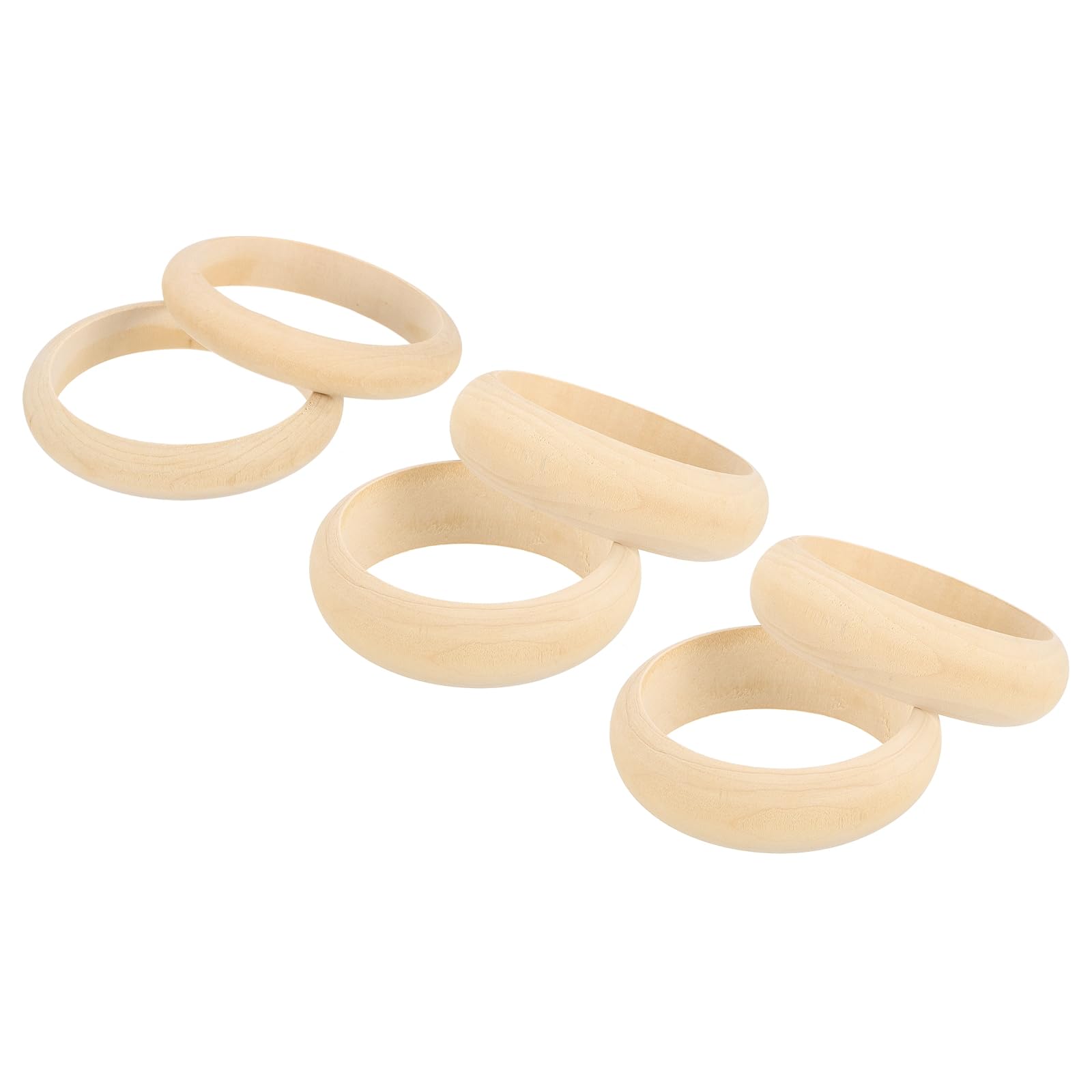 Anneaux en macrame et bois naturel lisse 67mm pour suspension et bijoux DIY