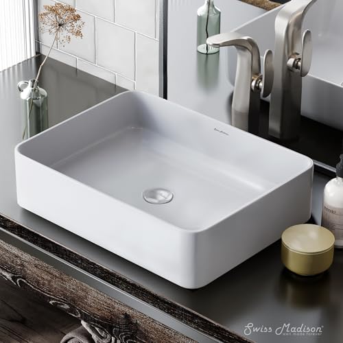 Image of Swiss Madison Concorde Rectangle Ceramic Vessel Sink