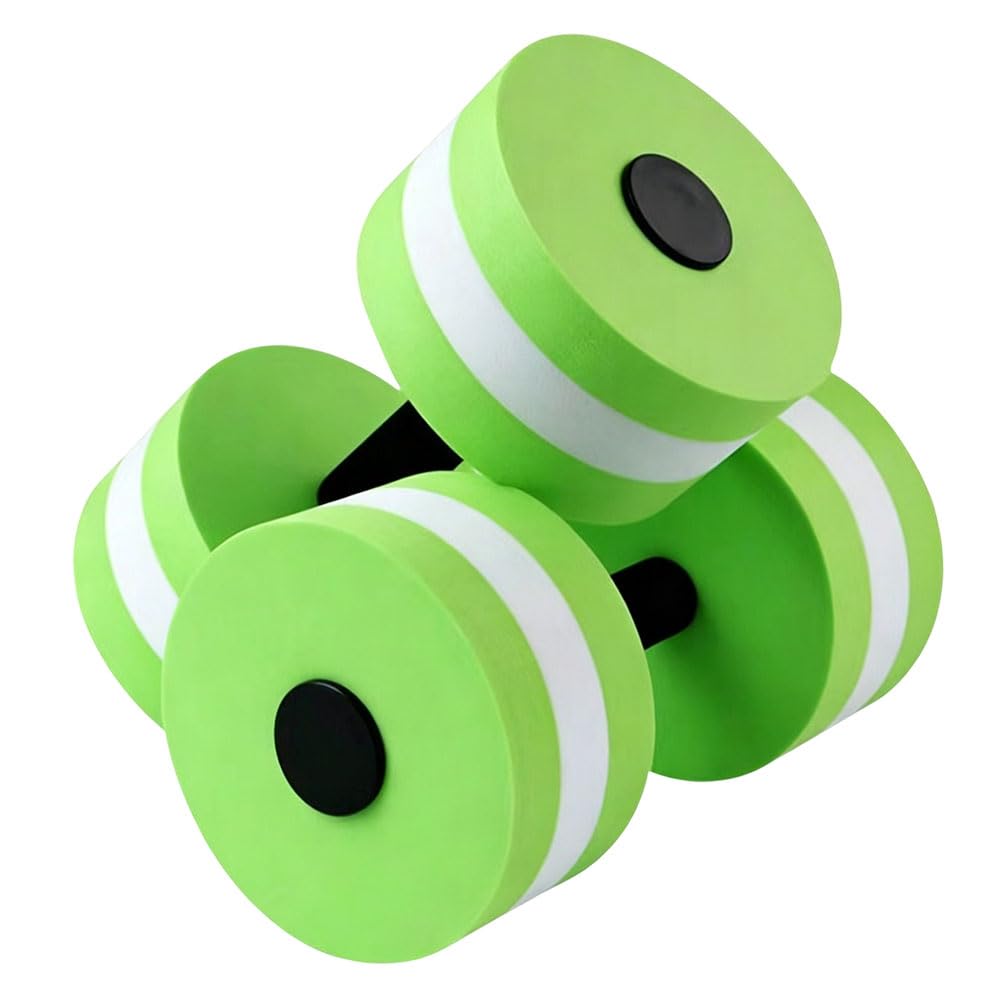 Jonuin Water Dumbbells, 2 Pack Aquatic Exercise Dumbbells, Eva Foam Fitness Weights for Water Aerobics, Floating Dumbbell for Weight Loss, Aquatic Exercise, Resistance Training (Green)