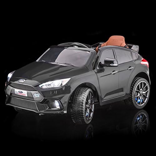 SUPERtrax Licensed Ford Focus RS Kid's Ride On Electric Toy Car, Remote Control, EVA Foam Rubber Tires, Leather Seat, Free MP3 Player - Shadow Black