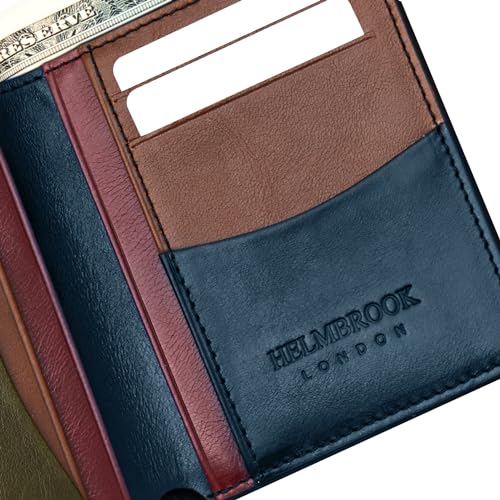 Wallet for Men, Slim Minimalist RFID Full-Grain Leather, Handcrafted Bifold Design, 6 Card Slots, in Gift Box with Pouch, for Christmas & Birthday, Navy Blue Plus Colors 5