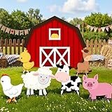 Fiwochic 7 Pcs Large Farm Animal Cardboard Cutouts 34.3 Inch Farm Animal Birthday Party Decorations Barnyard Birthday Baby Shower Supplies Farmhouse Theme Barn Lawn Classroom Yard Photography Decor