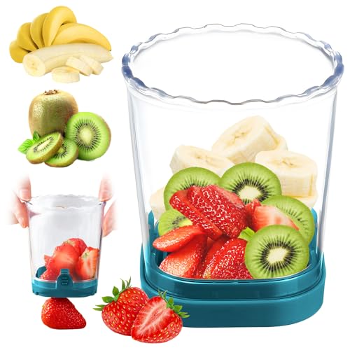 Affettatrice per frutta staccabile, in acciaio inox, affettatrice per uova e fragole, accessorio da cucina (blu scuro)