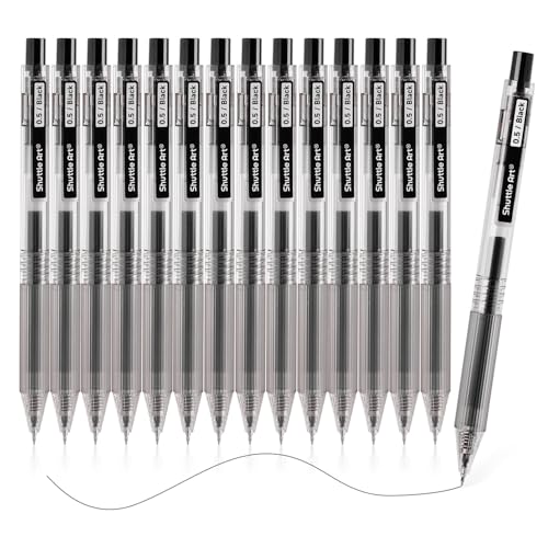 12 penne a sfera – nero, punta fine da 0,5 mm, asciugatura rapida, inchiostro gel, scuola e ufficio