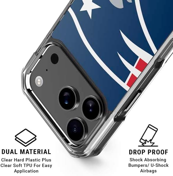 Skinit Clear Phone Case Compatible with iPhone 17 Pro Max - Officially Licensed NFL New England Patriots Large Logo Design