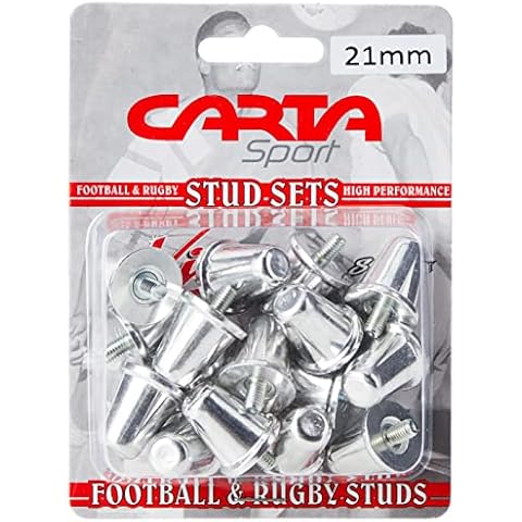 Carta Sport ALUMINIUM RUGBY UNION STUDS 21MM (BLISTER PACK OF 16),Silver Cover