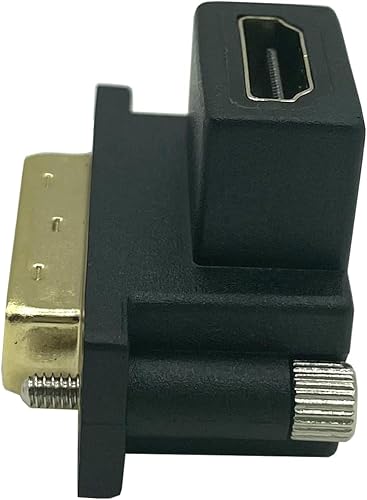 Miniatura 4 de Adaptador DVI a HDMI en ángulo de 90 grados, DVI dorado macho a HDMI hembra, para computadora y HDTV y tarjeta gráfica, proyector
