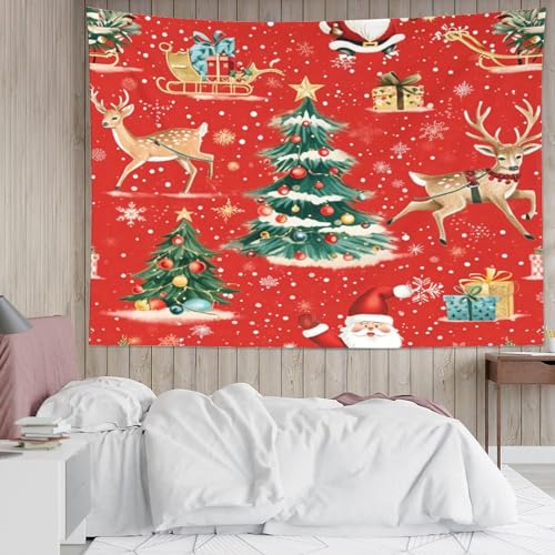 Tapisserie de Noël tissu mural 180x230cm pour décorer sans peindre