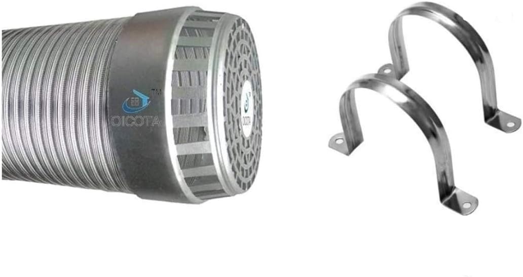 Chimney Exhaust Pipe Expended upto 10 ft with Cowl Cover (6 INCH PIPE WITH COWL COVER AND 2PCs CLAMPS)