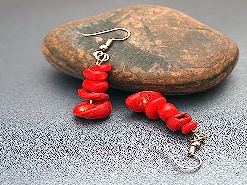 Amethyst Earrings Silver For Women Tumbled Stone Earrings Stacked Small Dangle Raw Crystal Earrings Lightweight Everyday Drop Earrings February & December Birthstone Anniversary Gift #TOP6