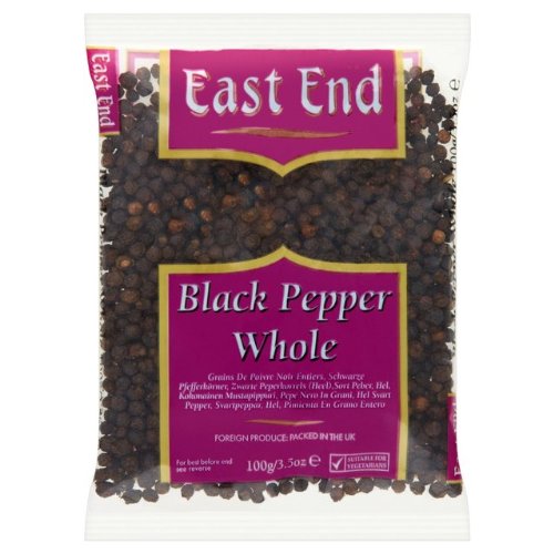Poivre noir entier East End 4x100g pour recharger vos moulins