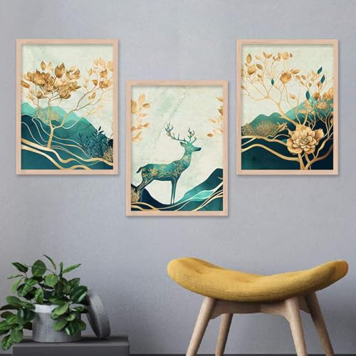 Image of kotart Paintings Modern Art Wall Decor Framed Wall Painting for Living Room, Bedroom - Framed Wall Decor Paintings with Frame - Painting for Wall Decoration Set of 3-D (Art 6, 19x25 inch)