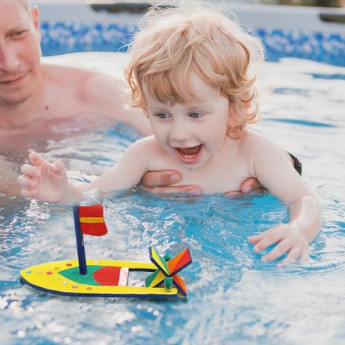 YOUNGSAY 10 Stück DIY Holz Segelboot, Kinderpuzzle Holzboot mit 12 Aquarellstift, Bemalt Holzboote Basteln für DIY-Malerei für Kinder und Dekorieren