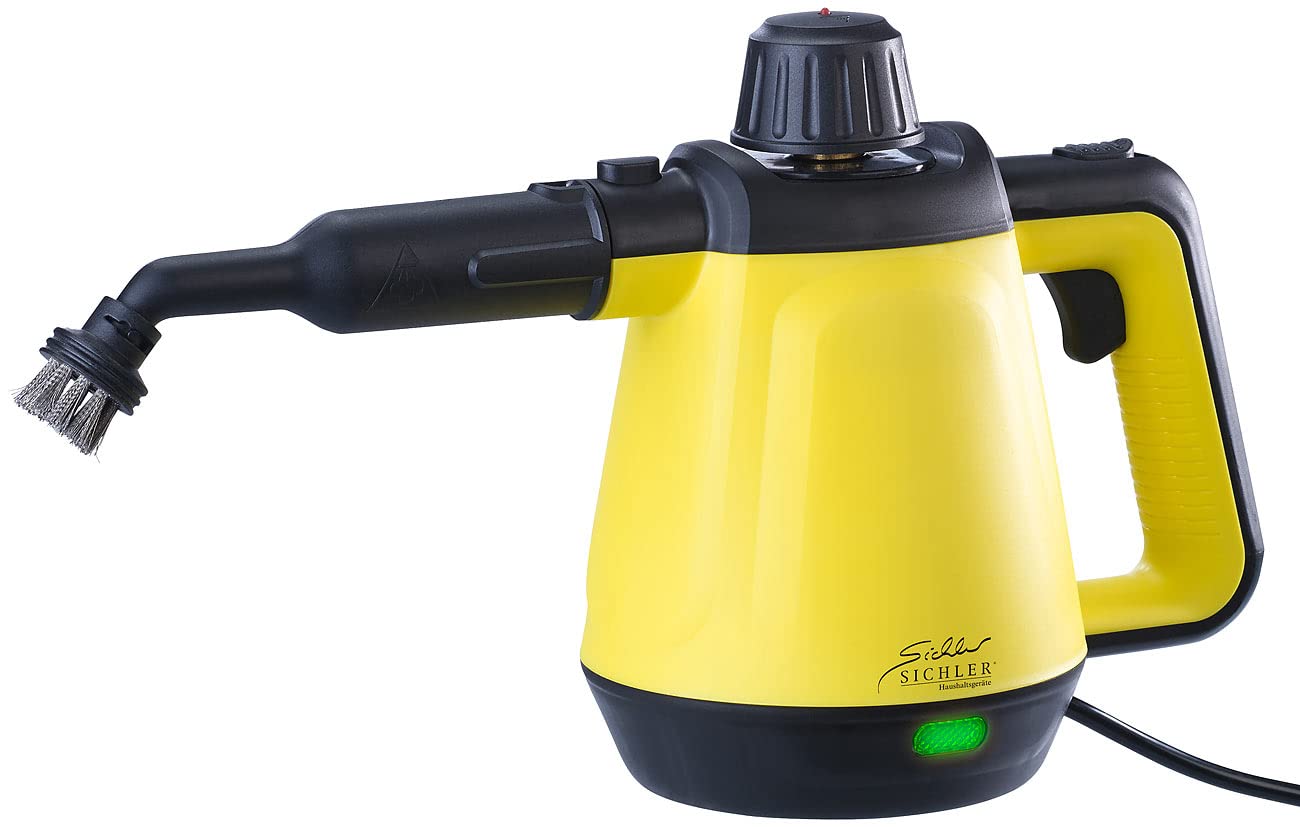 Sichler Haushaltsgeräte Dampfmop: 2in1-Hand-Dampfreiniger, Dampf-Mopp &-Besen, 16-tlg. Zubehör, 1.200 W (Hochdruckreiniger, Fliesenreiniger, Kfz)