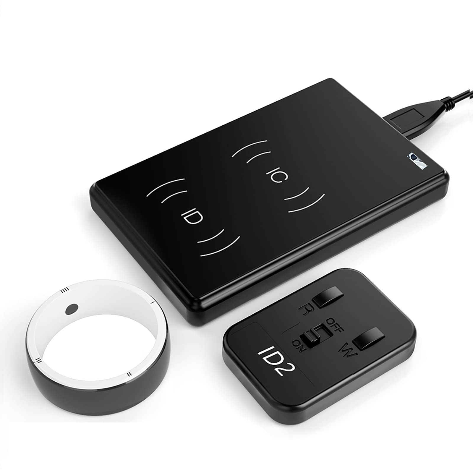 R5 Smart Ring, anello multifunzione con replicatore CDS RFID, 6 carte RFID integrate e 2 pietre sanitarie, controller IC/ID/lettore NFC, anelli intelligenti per telefono NFC, compatibile con iOS e And