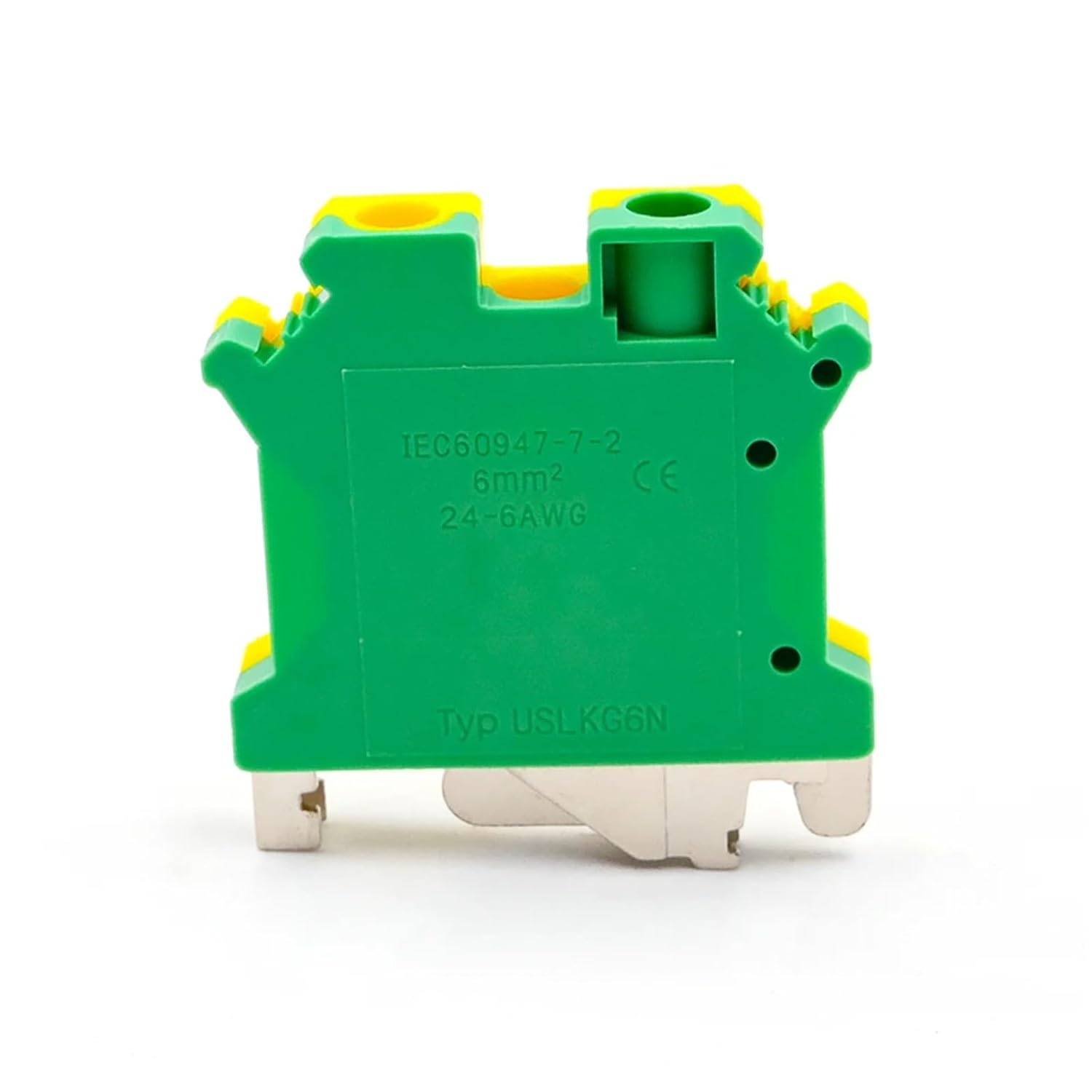 10Pcs USLKG 6 DIN Rail Terminal Block High Current Grounding 500V 50A Screw Connection Conductor