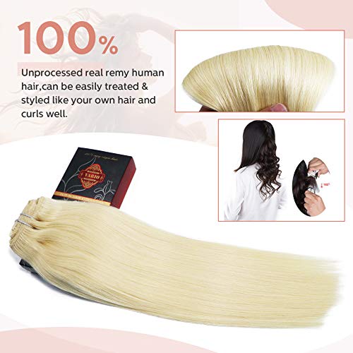 image for VARIO Human Hair Extensions Clip In Blonde New Version Thickened Doubl