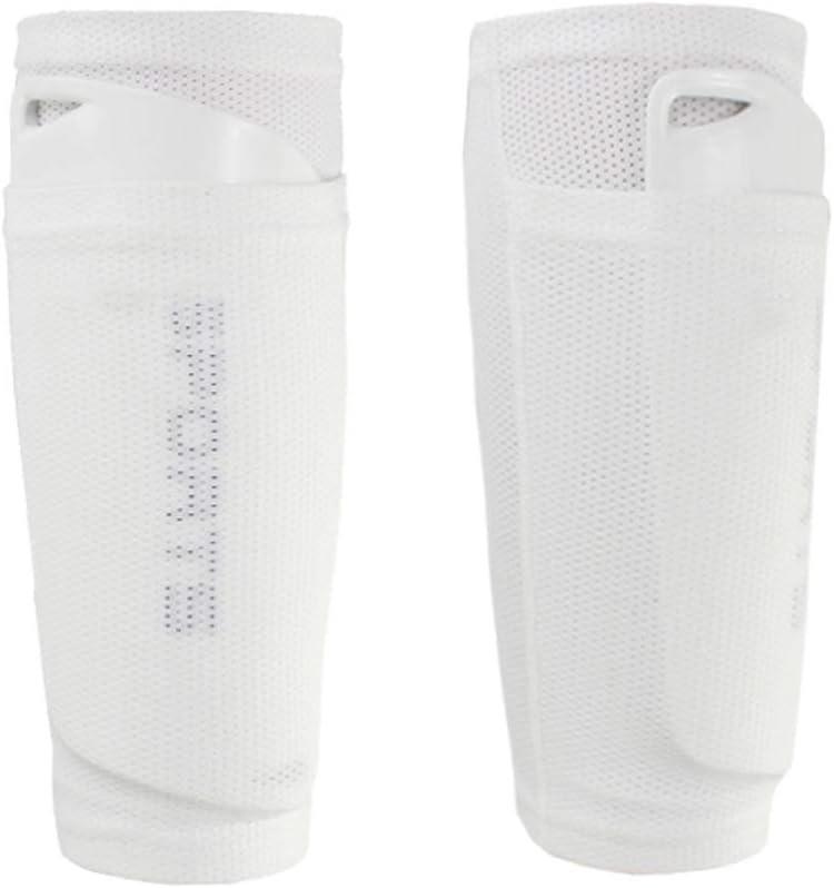 AiLike Nylon Pocket Shin Guard Sleeves Calf Compression Socks for Soccer Football Sports (White, Adults)