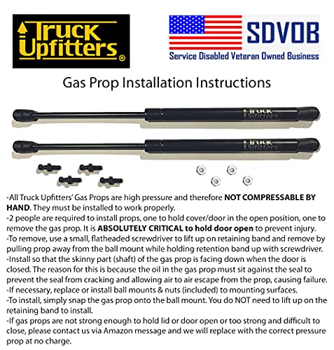 2 Truck Upfitters Gas Props For Undercover Tonneau Covers Only. 27.5" Extended And 15.6" Compressed Length (Measured From Center Of Ball Mounts), 38 Pounds Of Pressure Ea. Incl 4 Ball Mounts! #TOP4