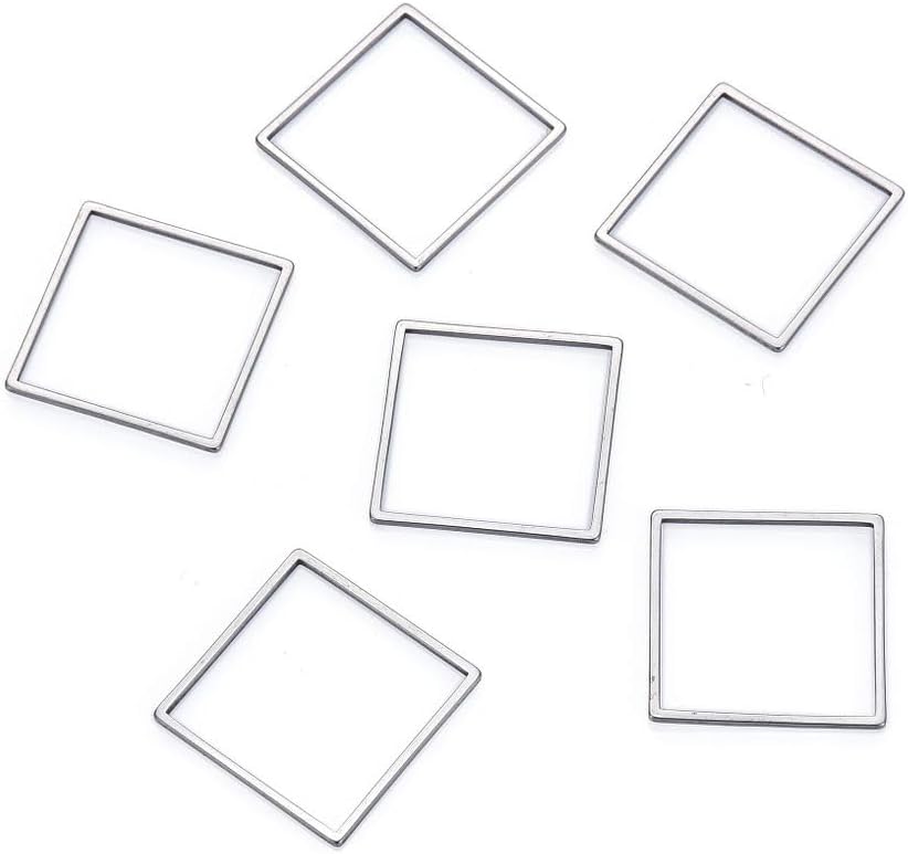 20pcs Adabele 304 Grade Surgical Stainless Steel Hypoallergenic Square Beading Hoop Link Jewelry Findings 12mm Geometric Connector Open Bezel Frame SJF73-1